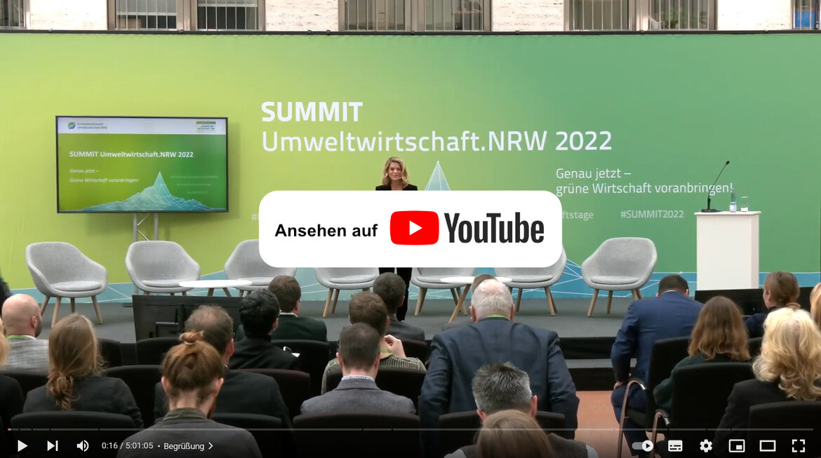 Videobutton zum Aufruf von YouTube, Foto vom Summit Umweltwirtschaft 2022