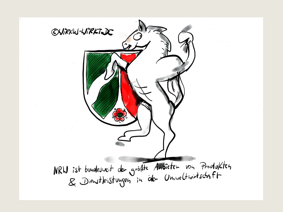 Humorvolle Zeichnung des NRW-Wappens