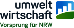 Logo: Umweltwirtschaft NRW mit dem Slogan "Vorsprung für NRW"